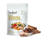 Sunfood Golden Milk Superfood Powder, Organic Turmeric Latte Blend with Ginger, Black Pepper, Maca & Cinnamon, Gut Health - Gluten Free, Vegan, Non GMO Coffee Alternative - 6 oz Bag, 56 Servings