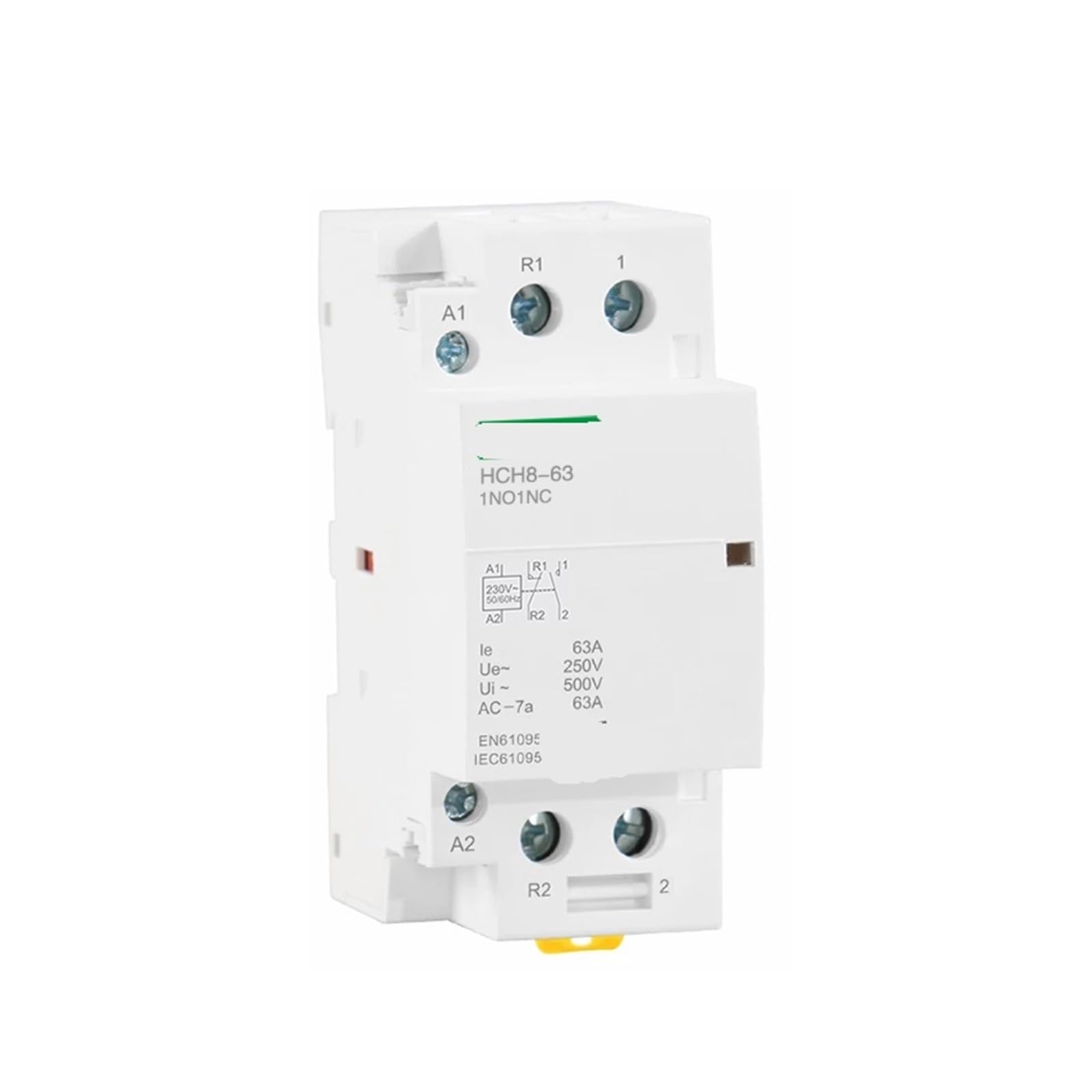 COSZWQDP HCH8-63 Modular Contactor 2P 63A 2NO or 2NC 1NO1NC 24V 110V 220V Automatic Household Guide Type(2P 63A 2NO AC110V)