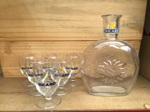 RICARD Lot de 6 Verre Ballon 17cl + Carafe 1 Litre