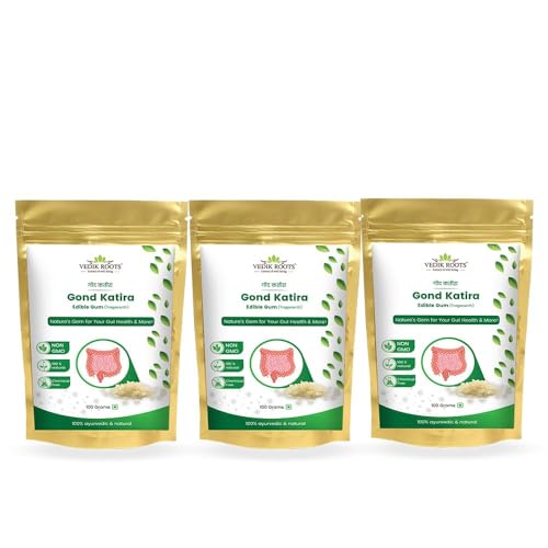 Vedikroots Gond Katira 100g Natural Body Cooling & Hydrating Superfood Supports Digestion & Gut Health Rich in Fiber & Nutrients Perfect for Summer Drinks, Desserts & Ayurvedic Wellness (Pack of 3)