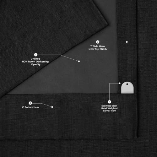 Image of HPD Half Price Drapes Grommet Linen Curtains 120 Inches Long Room Darkening Curtains for Bedroom & Living Room (1 Panel), 50W x 120L, Essential Black