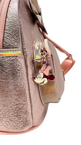 Loungefly Disney Minnie Mouse Pink Rose Metallic Womens Double Strap Shoulder Bag Purse4