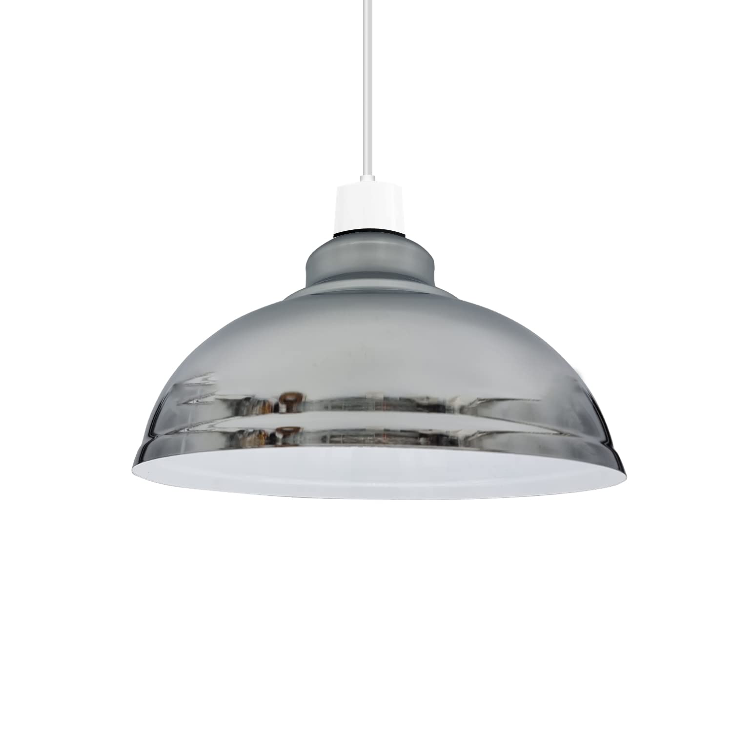 Ledsone Chrome Industrial Ceiling Pendant Light Shades, Retro Vintage Style Curvy Dome Shaped Pendant Lamp Shade For Pendant Ceiling Lights (Chrome) (Ff-Ld7v-Hys9)