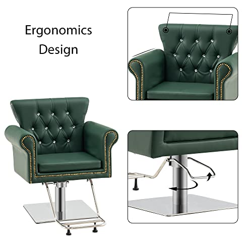 Barberpub Classic Styling Salon Chair For Hair Stylist Antique Hydraulic Barber Chair Beauty Spa Equipment 8899 (Green) #TOP2