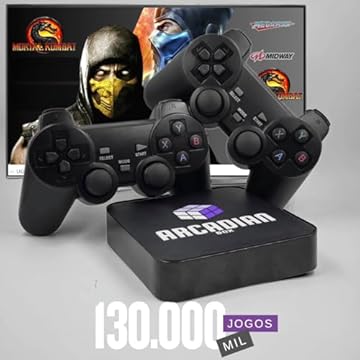 Game Retro Diversos Consoles 2 Controles Sem Fio 128GB 150 Mil Jogos Sistema Atualizado Jogue Arcade PS1 N64 Dreamcast PSP Emulador Multijogos