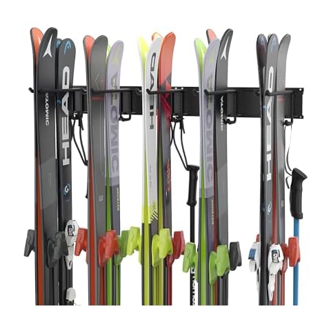 Ultrawall Ski Rack, Wall Mounted Ski Storage for Garage Storage Organizer System, 10 Pairs of Skis Holder for Home Shed, Holds Up to 300lbs Cover