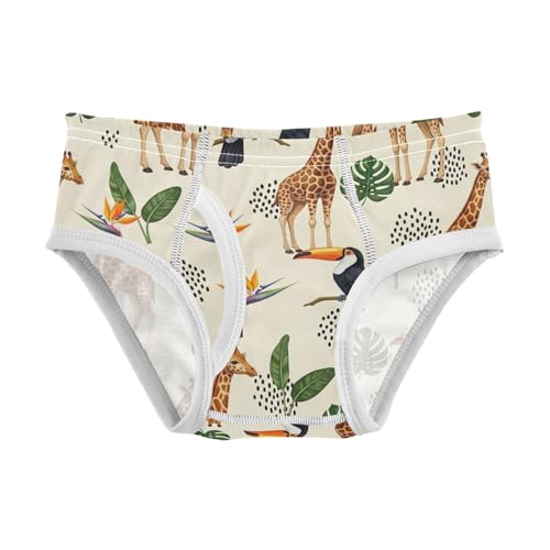 CHIFIGNO Cute Giraffe Beige Boys' Briefs Cotton Boy Underwear Printed Soft Brief Underwear