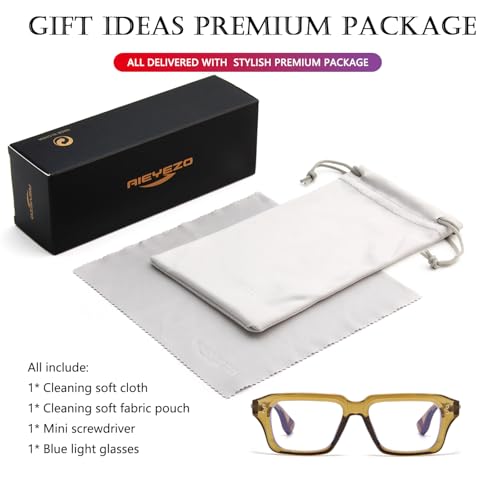 Image of AIEYEZO Fashion Square Blue Light Glasses for Men Women Retro Thick Frame Blue Light Blocking Computer Glasses