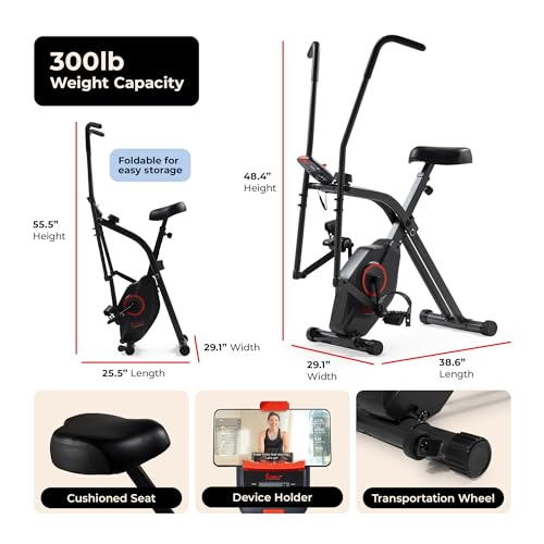 Image of Sunny Health & Fitness Smart Folding X-Bike, Portable Compact Exercise Bike for Indoor Cycling Workout, Home Cardio Training Machine, Free SunnyFit App Bluetooth Connect