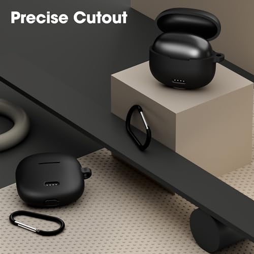 Image of Sounce Earphone Case Cover Compatible for Noise Buds VS104, Soft Silicone Skin Case Cover Shock-Absorbing Protective Case with Keychain [Front LED Visible] - Black