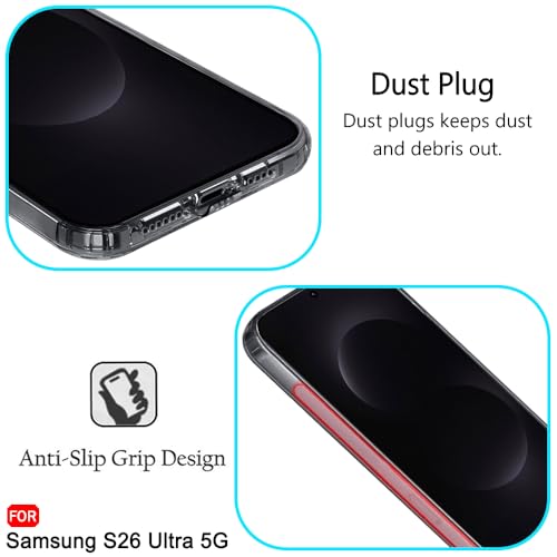 Image of TheGiftKart for Samsung S26 Ultra Case, Ultra Clear Soft Back Cover, Inbuilt Dust Plugs & Anti-Slip Grip, Total Camera Protection, Slim & Protective Galaxy S26 Ultra Back Cover (Silicone, Transparent)