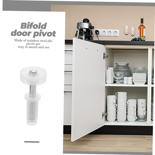 4Pcs Bifold Door Hardware Hinges for Closet Door Repair | Stainless Steel and Plastic Parts, Upper Swivel Kit, Smooth Opening and Closing, White Finish miniatura 3