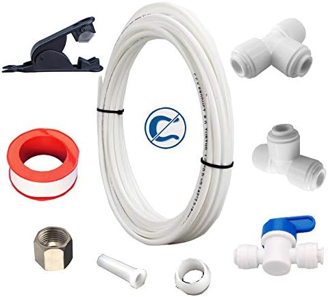 PureSec IMK01 Ice Maker Water Line Kit 3/8"&1/4" Fridge Water Line Connection DIY Kit for Connecting Reverse Osmosis Water Filtration System to Refrigerator/Ice Maker