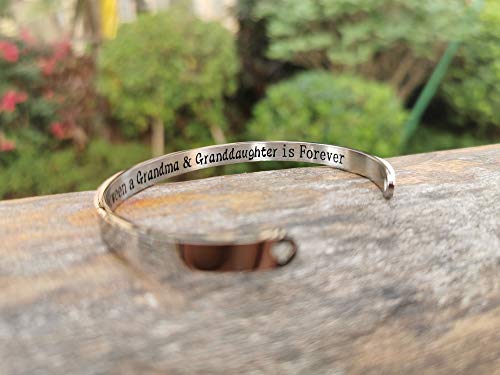 Veeshy The Love Between A Grandma And Granddaughter Is Forever Stainless Steel Cuff Bracelets Engraved Quote Bangles With Gift Box, Gifts For Women Birthday Christmas Thanksgiving Day #TOP2