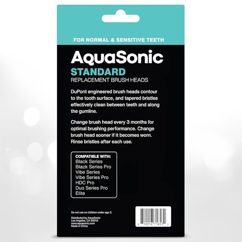 AquaSonic Genuine Standard Replacement Brush Heads | ADA Accepted | for Normal & Sensitive Teeth | Compatible with Many AquaSonic Toothbrush Handles (8 Pack Black) by Aquasonic - Image 6