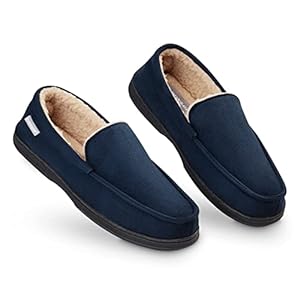 Dunlop Moccasins Slippers Men | Moccasin Loafers Faux Sheepskin Slippers with Rubber Sole | Classic Memory Foam Plush…