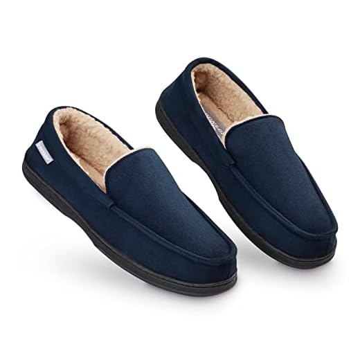 Dunlop Zapatillas Casa Hombre | Pantuflas Estilo Mocasines Cerradas | Zapatillas de Casa Invierno Calientes Suela de Goma Dura | Regalos Originales para Hombre (43, Azul Marino, numeric_43)
