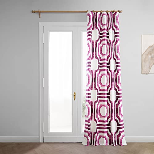 Image of HPD Half Price Drapes Geometric Printed Curtains 120 Inches Long Luxury Cotton Curtains (1 Panel) Room Darkening Window Curtains for Bedroom & Living Room, 50W x 120L, Mecca Geometric Pink