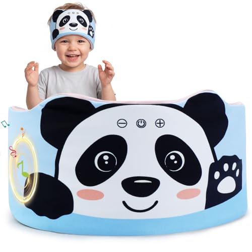 Image of Toddler Headband Headphones Wireless, Kids Bluetooth Earphones for iPad, Safe Volume - Wired School Headphones with 3.5 MM Jack, Sleep Mask for Kids, Travel Accessories Gift for Boys & Girls (Panda)