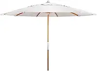 Ombrelone Guarda Sol 2,4 Metros - Sombreiro Para Piscina Praia Sítio Jardim Redondo Sem Abas - Feito De Madeira e Bagum