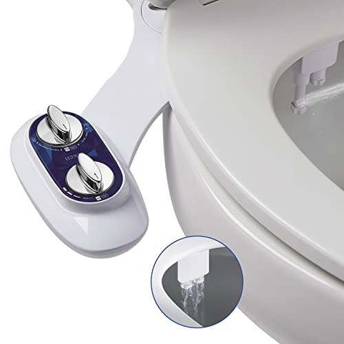 Veken Non-Electric Bidet, Self Cleaning Dual Nozzle (Feminine/Bidet Wash) Bidet Attachment for Toilet, Fresh Water Sprayer Toilet Seat Attachment with Adjustable Pressure Control