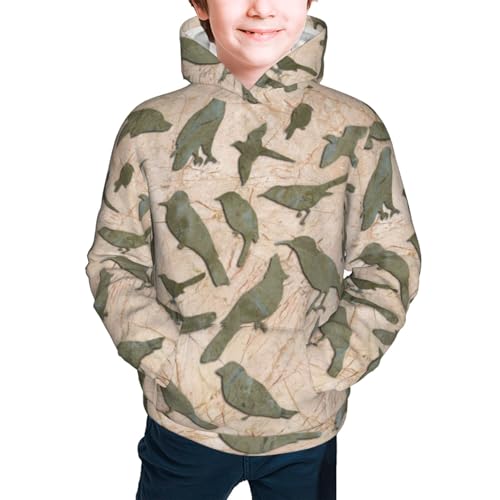 Birds Marble Relief Kid Hoodies Boys Sweatshirts Girls Pullover with Pocket3
