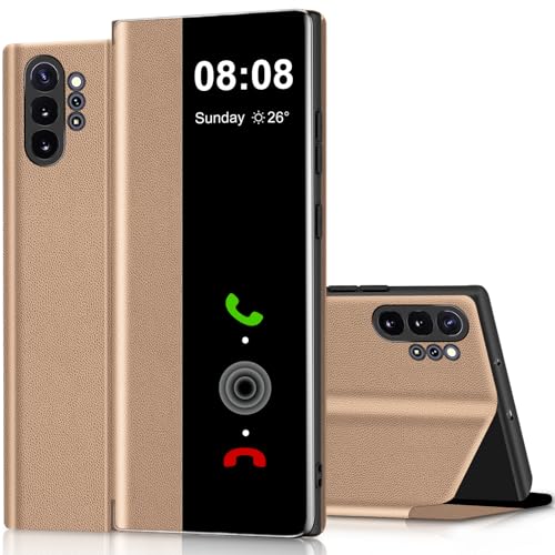 Coque pour Samsung Note 10 Plus Clear View Cover Coque pour Samsung Galaxy Note 10 Plus Etui à Rabat Protection Case Flip Silicone TPU Antichoc Mince Douce...