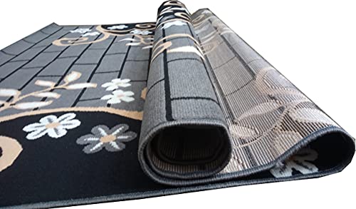 Image of Home Decore Acrylic Carpet for Your Living Room & Drawing Room Aywhere in Your Home (180X240 Black Colour)- 6x8 Feet