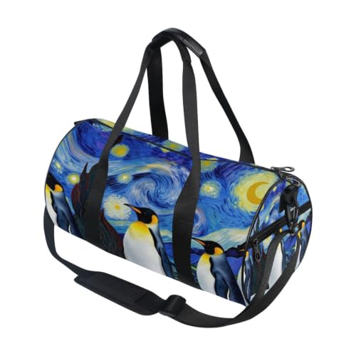 Bolsa de deporte redonda con diseño de pingüinos para tus escapadas y entrenamientos diarios