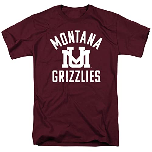 University of Montana Official Large One Color Logo Short Sleeve Mens Cotton T-Shirt Maroon Large