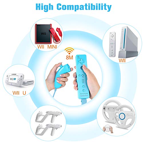 Wii Controller, WADEO Wii Remore, Built in Motion Plus Remote and Nunchuck Controller+Case for Nintendo Wii & Wii U, 2 Pack - Thumbnail 3