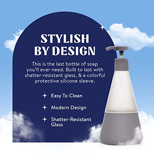 Image of Cleancult Dish Soap Dispenser (15oz, 2 Pack) - Refillable Glass Soap Dispenser with Pump - Shatter Resistant Dish Soap Dispenser for Kitchen Sink - Non Slip Silicone Sleeve - Charcoal