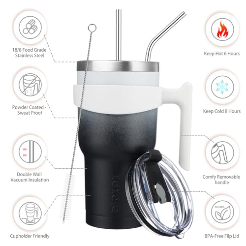 Image of BJPKPK 30 oz Tumbler with Handle & Straw, Insulated Stainless Steel Mug