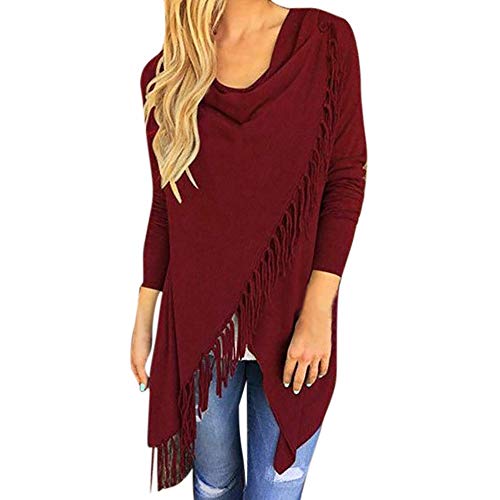 Preisvergleich Produktbild LAsimi Grobstrick braune feinstrick Dicke Kapuzen wollstrickjacke Baumwoll strickjäckchen Schurwolle Elegante(X-Large,Wein)