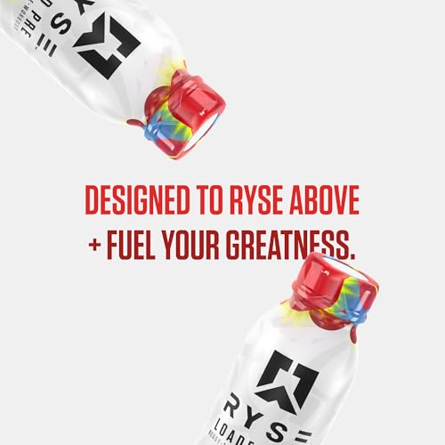 Image of RYSE Loaded Pre Workout Drink - Ring Pop Cherry - Sugar-Free, Ready to Drink Energy Supplement with 325mg Caffeine, Citrulline & Beta Alanine for Focus & Pump - 12 fl oz Bottles (Pack of 12)