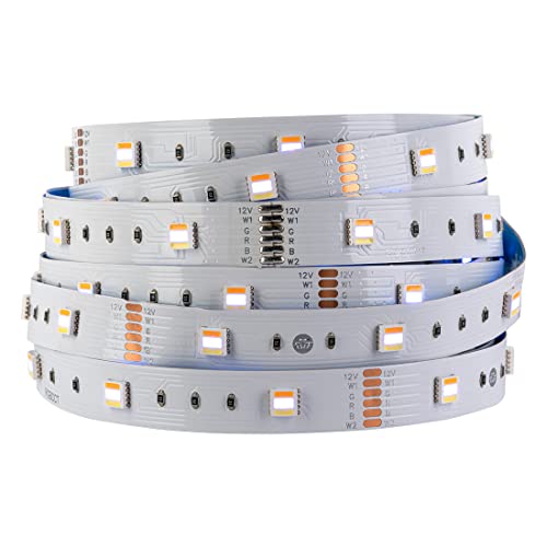 BTF-LIGHTING RGBCCT 5 en 1 5050 5M 30LEDs/m 150 LEDs RGB+CCT Tiras de LED no resistentes al agua Ip30 White PCB 5 colores en 1 LED DC12V para la decoración interior del cuarto de estar