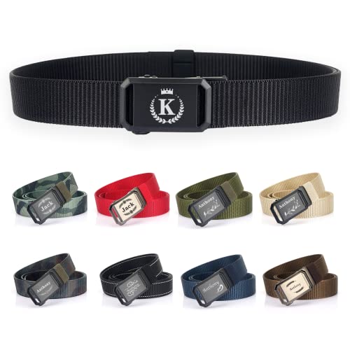 xrlsg Custom Belts with Laser-Engraved Text Personalized Slide Ratchet Web Belt Adjustable Nylon Double-sided for Men