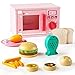 Amtreen Holzspielzeug mini Mikrowellenherd backen Küche DIY Lernspielzeug kinder Geschenke Rollenspiel Koch Spielset mit Teller, Lebensmittel, sicheres Kinderspielzeug ohne Strom ab 3, 4 5 6 7 8 Jahre