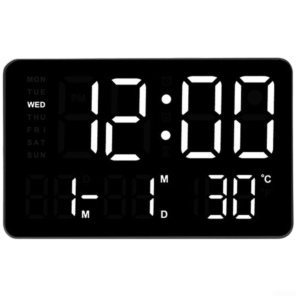 Reloj digital de dormitorio con alarma de repetición termómetro ambiental y fase lunar negro