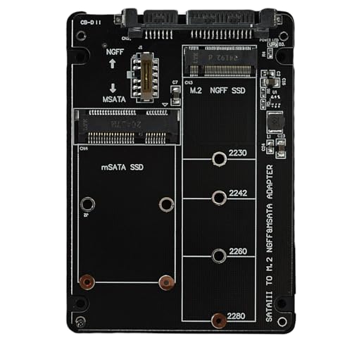 EuAcesry NGFF SSD to SATA3 Adapter und Geh&auml;use f&uuml;r SSD, SATA M.2 + MSATA auf SATA, M.2 SATA auf SATA, Adapter f&uuml;r Festplatte PCB MSATA f&uuml;r Computer