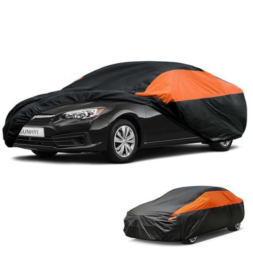 Image of GUNHYI Car Cover Custom Fit Impreza Waterproof All Weather for Automobiles, Lightweight Full Exterior Cover, Outdoor Rain Sun UV Dust Snow Wind Protection.