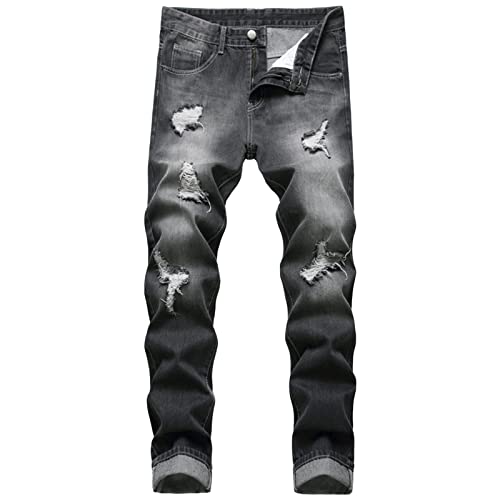Jeans breaking hole homme pantalon droit regular pour look urbain