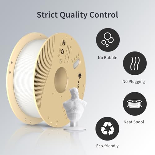 Image of ANYCUBIC 3D Printer Filament PLA 1.75mm, FDM Printer Filament 1kg Spool (2.2 lbs), Dimensional Accuracy + /- 0.02 mm (1kg, White)