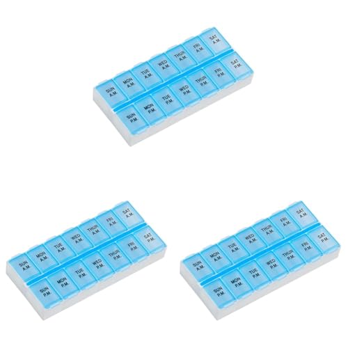 Image of EZY DOSE Weekly (7-Day) AM /PM Daily Pill Case, Medicine Planner, Vitamin Organizer, Fish Oil Holder, Supplements Container, Medium Compartments, 2 Times a Day, Color May Vary, BPA Free (Pack of 3)