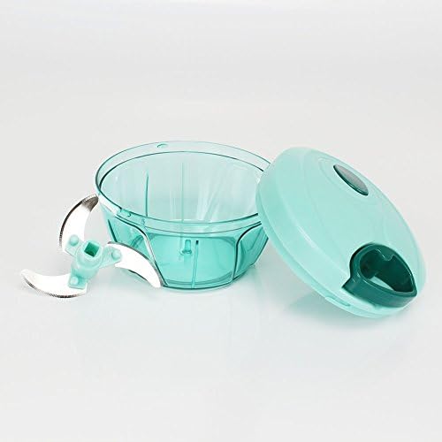 Ourokhome Portable Pull Onion Chopper- Manual Slicer for Vegetables, Fruits, Garlic (Blue)