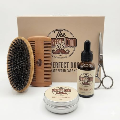 Beard Kit | Beard Care Kit for Men w/ 6-Pieces: Premium Oil | Shea Moisture Beard Balm | Beard Scissors for Men | Comb & Boar Bristle Beard Brush | Badass Beard Care | Beard Butter | Beard Wax
