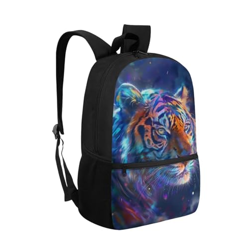 Gradient Tiger Print Backpack for Girls 6-12 Cute Backpack Waterproof Portable Bookbag with Handle Straps Casual Canvas Travel Daypack2
