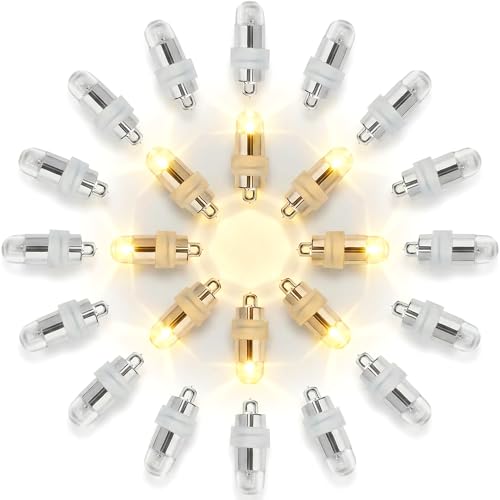 LakiHomi Lot de 24 mini lampes LED étanches pour lanterne en papier - Pour mariage, Noël, fête