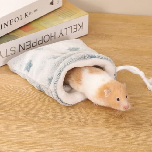 MiOYOOW Hamster Schlafsack, Kleintiere Schlaf Sack Cage Nest Bett mit Kordelzug, Versteck für Kleintiere mit Seitlichen Belüftungslöchern für Kleine Haustiere