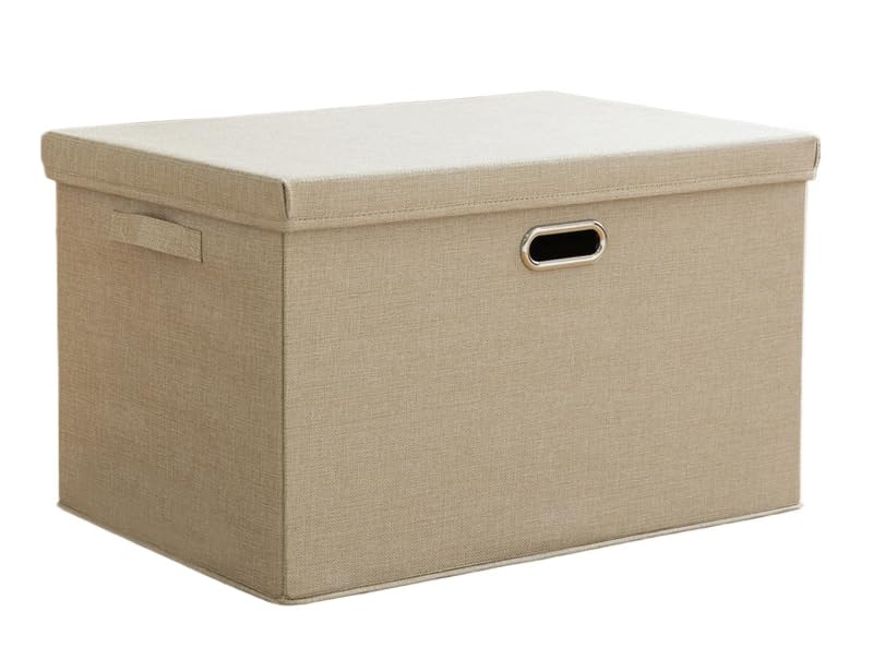 Bacs de rangement pliables en tissu beige pour vêtements de maison